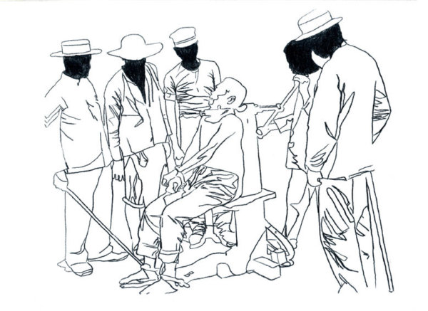a Hubert Czerepok, Seances (after Disasters of War), 2009, dessin à l’encre sur papier.